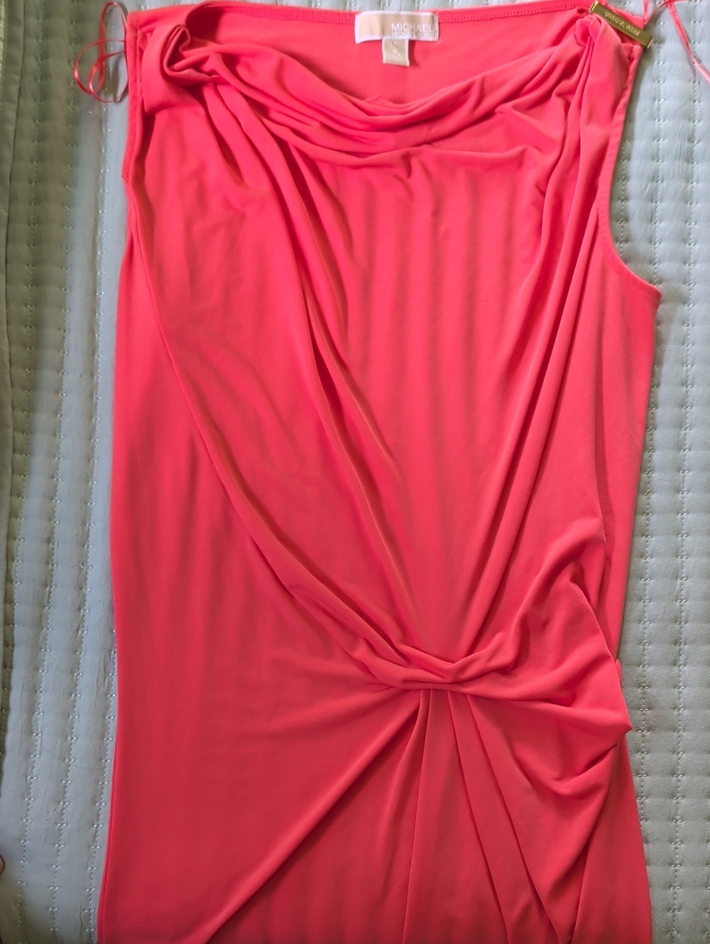 MICHAEL Michael Kors Coral-Red Draped Sleeveless Dress